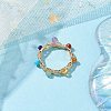 Round Natural Mixed Gemstone Bead Finger Ring RJEW-JR00723-2