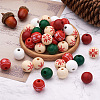 140Pcs 7 Styles Painted Natural Wood European Beads WOOD-TA0001-65-6