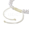 Adjustable ABS Plastic Imitation Pearl & Acrylic Shell Shape Braided Bead Bracelets BJEW-JB10104-04-4