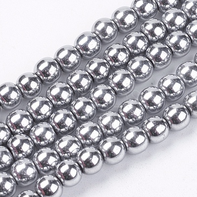 Non-Magnetic Synthetic Hematite Beads Strands X-G-S096-6mm-3-1