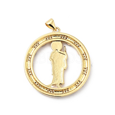 Rack Plating Brass Micro Pave Clear Cubic Zirconia Pendants ZIRC-I059-11G-1
