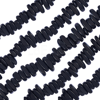 1 Strand Natural Black Stone Beads Strands G-BBC0001-21-1