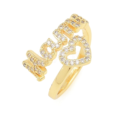 Mother's Day Brass Micro Pave Cubic Zirconia Cuff Open Rings CU-CBACDF6-07G-01-1