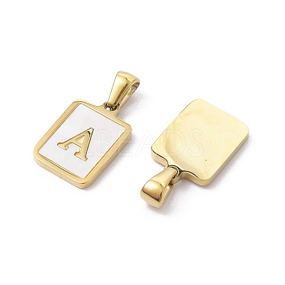 26Pcs Letter A~Z Ion Plating(IP) 304 Stainless Steel Pave Shell Pendants STAS-G327-01G-1