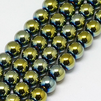 Electroplate Non-magnetic Synthetic Hematite Beads Strands G-J169A-8mm-06-1