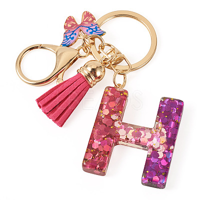Alloy Resin Butterfly Keychains KEYC-TADJ0002-02G-H-1