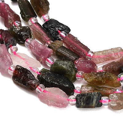 Raw Rough Natural Multicolor Tourmaline Beads Strands GG-CBAA9B4-F01-1