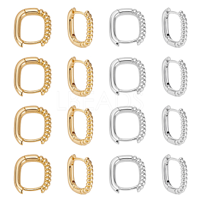 16Pcs 2 Colors Half Spiral Rectangle Brass Hoop Earrings for Women EJEW-UN0003-26-1