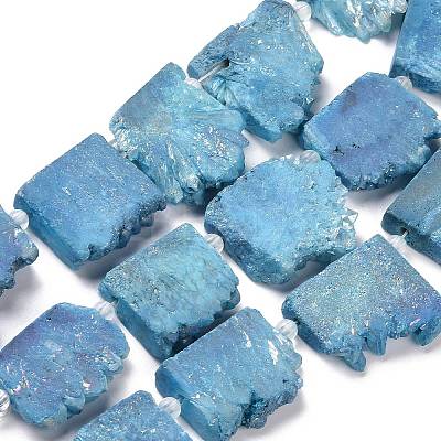 Electroplated Natural Druzy Crystal Beads Strands G-N0257-05-1