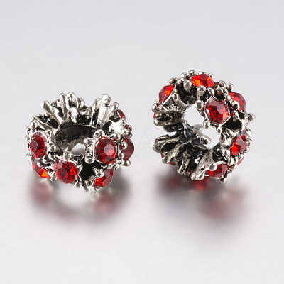 Tibetan Style Alloy Rhinestone European Beads PALLOY-F200-04A-1