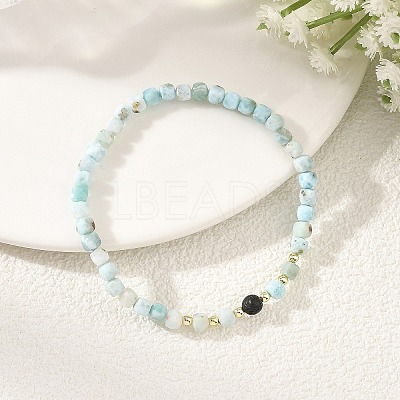 Natural Larimar Beaded Bracelets BJEW-JB14223-1