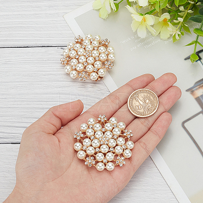 1 Pair Flower ABS Imitation Pearl Detachable Alloy Shoe Buckle Clips DIY-WR0004-08A-1