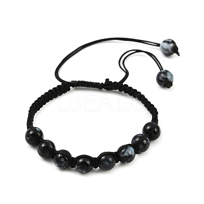 4Pcs 4 Colors Baking Paint Glass Round Beads Braided Bead Bracelets BJEW-JB11974-1