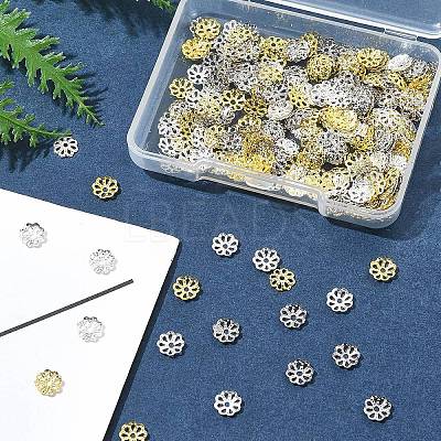 300Pcs 3 Styles Brass Bead Caps IFIN-FS0001-43-1
