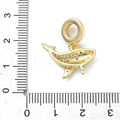 Brass Micro Pave Clear Cubic Zirconia Sea Animals European Dangle Charms KK-Z143-02G-05-1