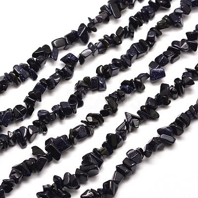 Synthetic  Blue Goldstone Chip Bead Strands G-M205-41-1