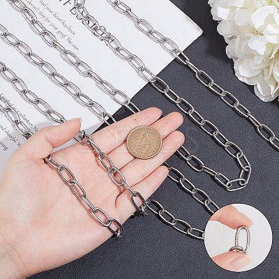 2Pcs 2 Style 304 Stainless Steel Cable Chain STAS-GA0001-06-1