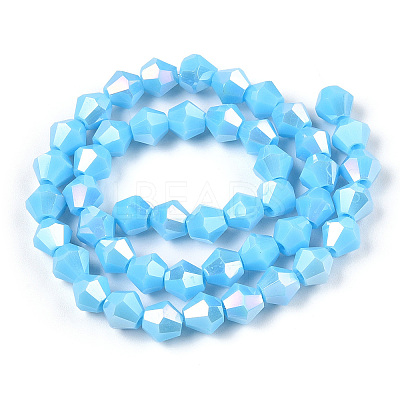 Opaque Solid Color Electroplate Glass Beads Strands EGLA-A039-P6mm-B12-1