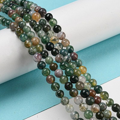 Natural Indian Agate Gemstone Bead Strands G-R201-4mm-1