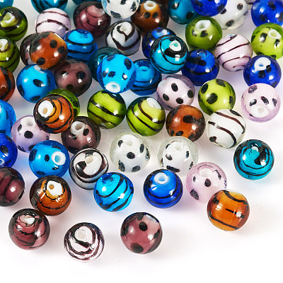 64Pcs 16 Styles Handmade Lampwork Beads LAMP-TA0001-59B-1