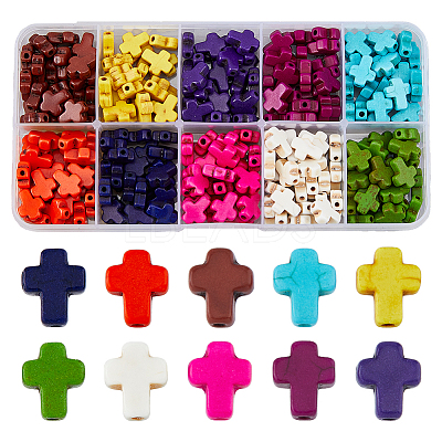 250Pcs 10 Colors Synthetic Turquoise Beads TURQ-DC0001-01-1