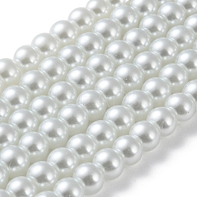 White Glass Pearl Round Loose Beads For Jewelry Necklace Craft Making X-HY-8D-B01-1