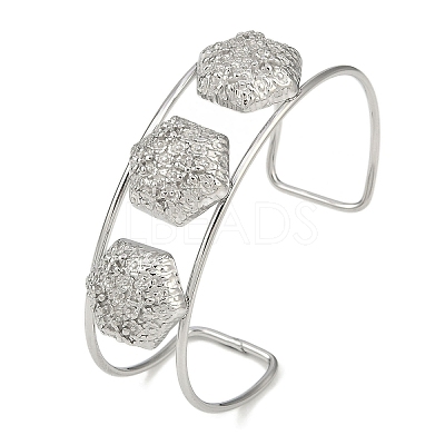 Non-Tarnish 304 Stainless Steel Wide Textured Open Cuff Bangles BJEW-Q348-05P-11-1