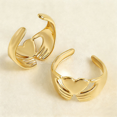 304 Stainless Steel Open Cuff Rings KF3261-2-1