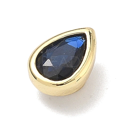 Teardrop Brass Micro Pave Cubic Zirconia Cabochons KK-P345-13G-B09-1