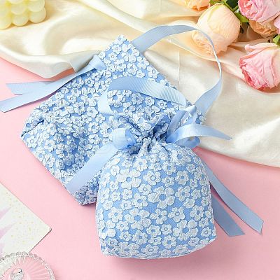 Cloth High Jacquard Flower Sugar Gift Drawstring Bags with Handle ST-CJ0004-01A-1