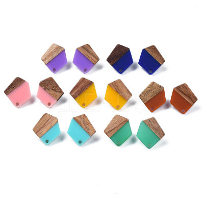 Resin & Walnut Wood Stud Earring Findings MAK-N032-022A-1