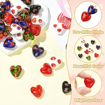 30Pcs 5 Colors Handmade Millefiori Glass Beads LAMP-CJ0002-42-1