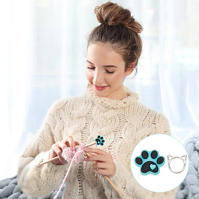Dog Paw Print Food Grade Eco-Friendly Silicone Beads DIY-GO0001-89-1
