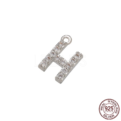 Real Platinum Plated Rhodium Plated 925 Sterling Silver Micro Pave Clear Cubic Zirconia Charms STER-P054-10P-H-1