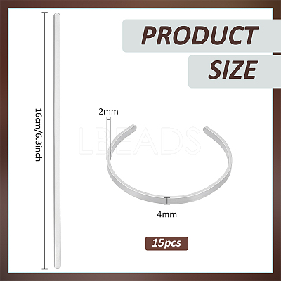 15Pcs Stainless Steel Bangle Makings FIND-BC0014-34B-1
