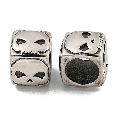 316 Surgical Stainless Steel with Rhinestone Large Hole Cube Beads STAS-Q326-08AS-04-1