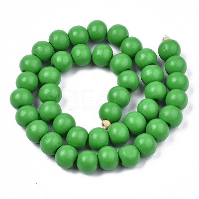 Painted Natural Wood Beads Strands WOOD-S053-54E-1
