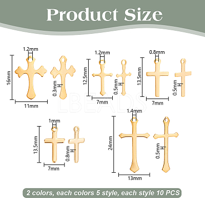 100Pcs 10 Styles Brass Pendants KK-PH0012-23A-1