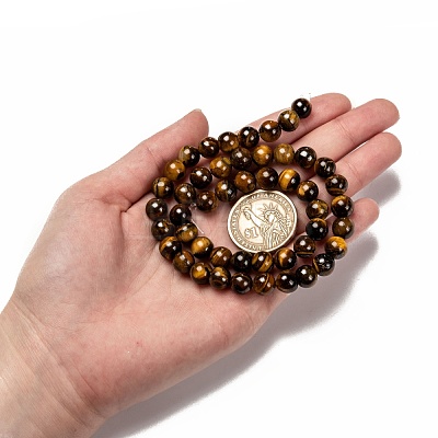 Grade AB Natural Tiger Eye Round Beads Strands G-E334-8mm-17-1