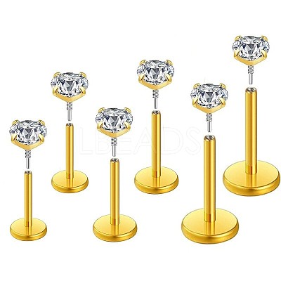 316L Surgical Stainless Steel Pave Clear Cubic Zirconia Flat Round Internally Threaded Labrets FS-WG7B90D-05-1