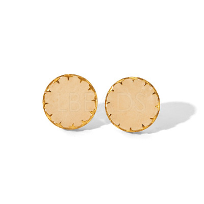 Flat Round Natural Rose Quartz Earrings MO9107-2-1