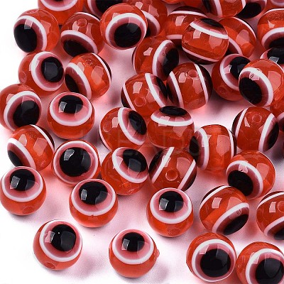 Round Evil Eye Resin Beads LS-RESI-R159-6mm-05-1