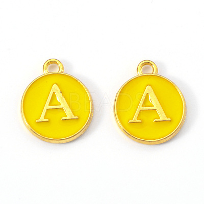 Golden Plated Alloy Enamel Charms ENAM-S118-09A-1