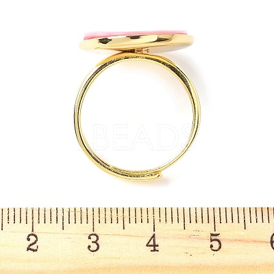 Oval Dyed Natural Shell Rings KK-P305-12G-1