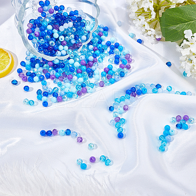 1050Pcs 15 Style Blue Series Transparent & Opaque Acrylic/Plastic Beads MACR-CA0001-10-1