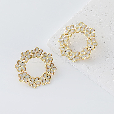 304 Stainless Steel Enamel Stud Earrings for Women JJ0945-3-1