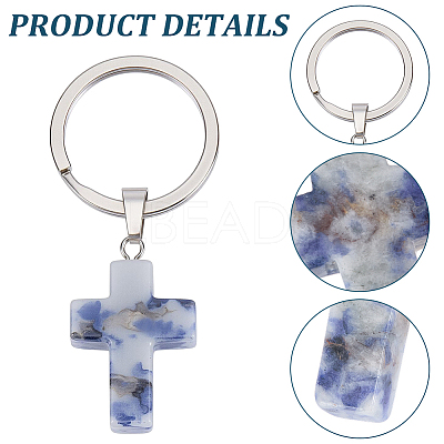 10Pcs 5 Styles Gemstone Keychains KEYC-CP0001-48-1