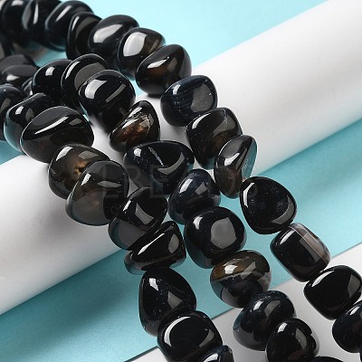 Natural Black Agate Beads Strands G-H295-B01-15-1