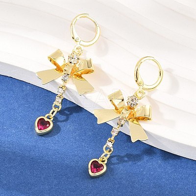 Bowknot Brass Micro Pave Cubic Zirconia Leverback Earrings EJEW-H182-02G-1