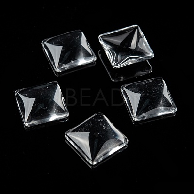 Transparent Clear Glass Square Cabochons X-GGLA-A001-15mm-1